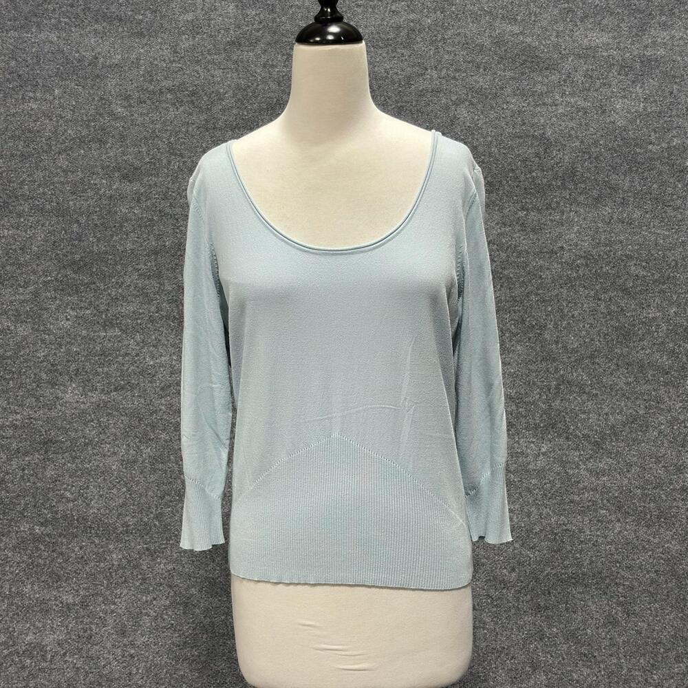 Sutton Studio Sweater Womens XL Blue Scoop Neck 3/4 Sleeve Lightweight Knit